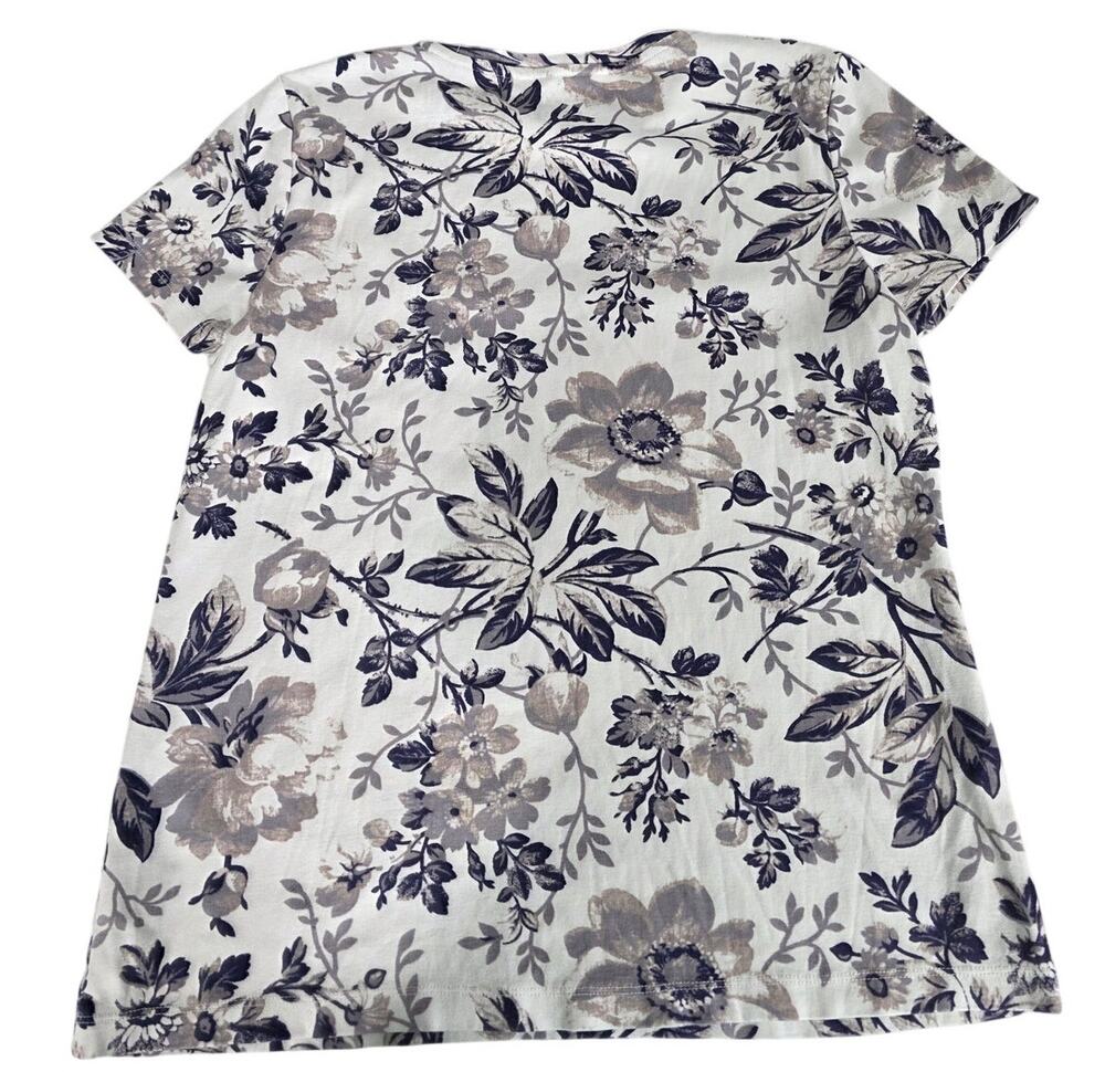 Womens Large Petite Watercolor Floral Top Casual Blouse T Shirt Work Casual